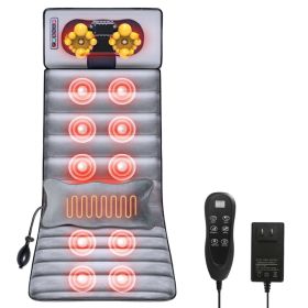 1Pc Full Body Electric Massage Mat With Heat Vibration Massage Pad Cushion Back Massage Mattress Chair Pad With Neck Massage Pillow With 10 Vibration