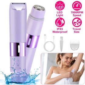 2 In 1 Bikini Trimmer For Women Dual Head Cordless Body Shaver IPX5 Waterproof Rechargeable Pubic Hair Razor Wet And Dry Use For Bikini Underarm Leg A