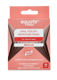 Equate Nail Polish Remover Pads for Natural Nails, Regular (10 Count)