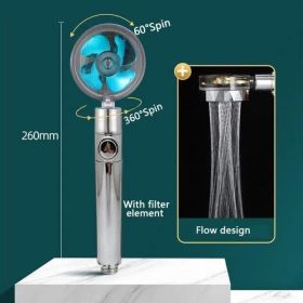 High Pressure Shower Head Adjustable 360Â° Rotation Turbine Water Saving Shower