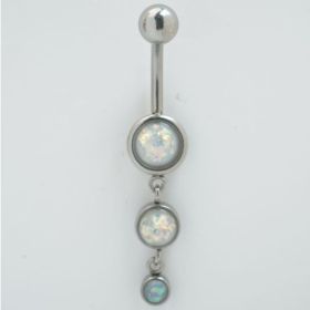 3 Opal 316L Surgical Steel Straight Pull Heart-shaped Navel Ring, Female Sexy Perforated Accessory