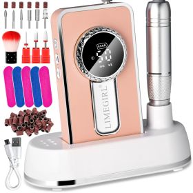 Electric 45000RPM Nail Drill Machine Rechargeable Portable Nail File Electric DIY Nail Drill Kit With Smart LCD Screen For Gel Nail Manicure And Pedic (Option: Orange)