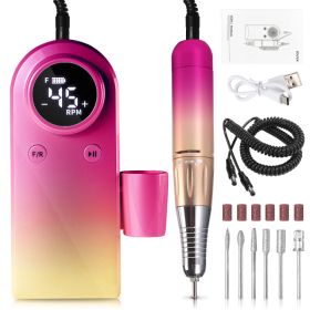 45000RPM Professional Nail Drills Kit With 6 Drill Bits, Portable Electric Nail Drill For Acrylic Nails Gel Polishing Removing, Rechargeable Nail File (Option: Purple)