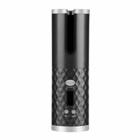 Hair Curler LCD Cordless Auto Rotating Waver Curling Iron Ceramic Wireless USA (Option: BLACK)