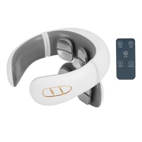 1 Set EMS Neck Massager With Heat For Mother's Day Gift Cordless Cervical Neck Massager EMS Neck Massager With 6 Modes 15 Intensity Levels Remote Cont (Option: WHITE)