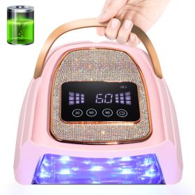Rechargeable UV LED Nail Lamp, Cordless Nail Lamp For Gel Polish, UV Nail Lamp With 4 Timer Setting And Handle, Professional Nail UV Light For Gel Nai (Option: Pink)
