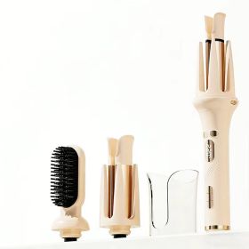 Automatic Curling Iron Rotating -3-in-1 Self Curling Hair Curler With 3 Barrel Sizes For Loose Waves To Tight Curls, Negative Ion Ceramic, Anti-Tangle (Option: Beige)