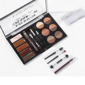 Eyebrow Enhancers Cream Powder Palette,Eyebrow Powder And Eyebrow Card (Option: BLACK)