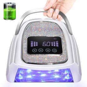 Rechargeable UV LED Nail Lamp, Cordless Nail Lamp For Gel Polish, UV Nail Lamp With 4 Timer Setting And Handle, Professional Nail UV Light For Gel Nai (Option: WHITE)