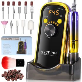 Professional Rechargeable Electric Nail Drill 40000 RPM, Portable Nail File With Storage Stand For Acrylic Gel Polishing Removing - Easy To Use For Wo (Option: Yellow)