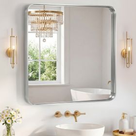 Wall Mirror With Rectangular Metal Frame (Option: Silver3636)