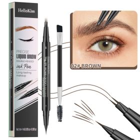 Microblading Eyebrow Pencil ,2-in-1 Dual-Ended Eyebrow Pen With 2-Fork-Tip ,Waterproof Eyebrow Pen, Light Brown,Brown,dark Brown (Option: Brown)