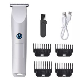 Men's Electric Hair Clipper Beard Shaver Trimmer Razor Rechargeable Shaving Machine USB Rechargeable (Option: WHITE)
