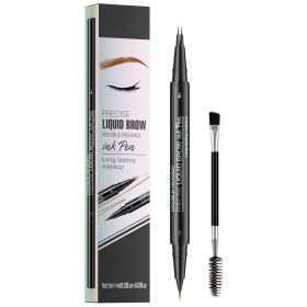 Microblading Eyebrow Pencil ,2-in-1 Dual-Ended Eyebrow Pen With 2-Fork-Tip ,Waterproof Eyebrow Pen, Light Brown,Brown,dark Brown (Option: Dark brown)