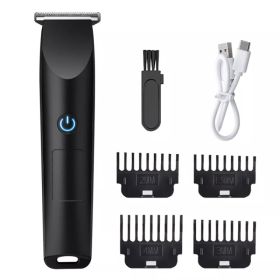 Men's Electric Hair Clipper Beard Shaver Trimmer Razor Rechargeable Shaving Machine USB Rechargeable (Option: BLACK)