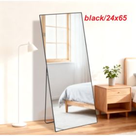 Rectangle Full Length Mirror, Full Body Standing Mirror Floor Mirrors (Option: Black24x65)