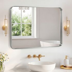 Wall Mirror With Rectangular Metal Frame (Option: Silver3240)
