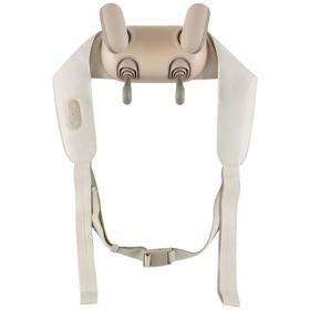Neck Shoulder Massager - 4D Deep Tissue Kneading, 2 Modes & 2-Level Heat , Hands-Free Straps For Home Office Travel (Option: Beige)