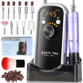 Professional Rechargeable Electric Nail Drill 40000 RPM, Portable Nail File With Storage Stand For Acrylic Gel Polishing Removing - Easy To Use For Wo (Option: Purple)