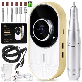 45000RPM Electric Nail File Professional Rechargeable Manicure Low Noise Electric Nail Drill for Nail Gel Polish Remove Grinding (Color: Woodgrain)