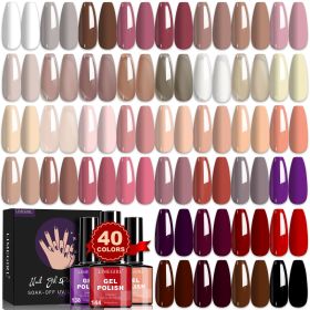 LIMEGIRL 40Pcs/Set Gel Nail Polish 8ML Red Glitter UV Semi-Permanent Soak Gel Nail Polish Suitable for Beginners Manicure kit (Color: HC031-2)