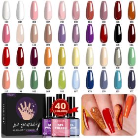 LIMEGIRL 40Pcs/Set Gel Nail Polish 8ML Red Glitter UV Semi-Permanent Soak Gel Nail Polish Suitable for Beginners Manicure kit (Color: HC031-1)