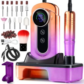 Nail Drill, Portable Electric Nail File 45000RPM, Rechargeable Nail Drill Professional With Bits & Base, For Acrylic Gel Nails, E-File Machine, Manicu (Option: Gold)