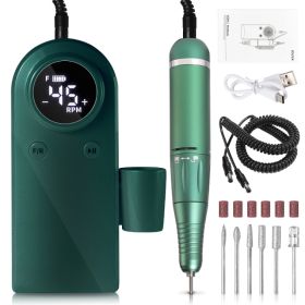 45000RPM Professional Nail Drills Kit With 6 Drill Bits, Portable Electric Nail Drill For Acrylic Nails Gel Polishing Removing, Rechargeable Nail File (Option: Green)