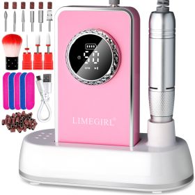50000RPM Professional Electric Nail File Kit - Rechargeable Cordless Nail Drill For Acrylics Gel Nails, Portable E File Machine With 6 Bits For Home S (Option: 838-Pink)