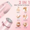2 In 1 Bikini Trimmer for Women Dual Head Cordless Body Shaver IPX7 Waterproof Rechargeable Pubic Hair Razor Wet And Dry Use for Bikini Underarm Leg A