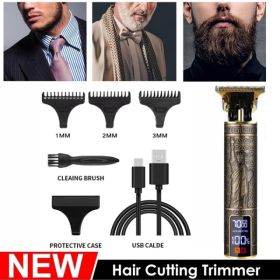 LCD Professional Hair Clippers Beard Trimmer Men Hair Cutting Cordless Barber Shaving Machine (Option: default title)