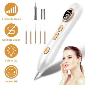 Portable Skin Tag Remover Pen with LED Light 9 Intensity Gears Cordless Rechargeable Skin Tag Removal Kit Intended for Common Warts Mole Skin Tags Gif (Option: WHITE)