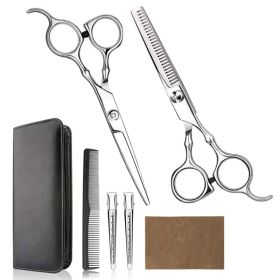Hair Cutting Scissors Set, 6 Inch Hairdressing Thinning Shears for Hair Cutting for Women, Men, Kids - Silver (Option: default title)