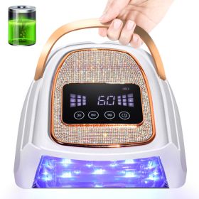 Rechargeable UV LED Nail Lamp, Cordless Nail Lamp For Gel Polish, UV Nail Lamp With 4 Timer Setting And Handle, Professional Nail UV Light For Gel Nai (Option: Gold)