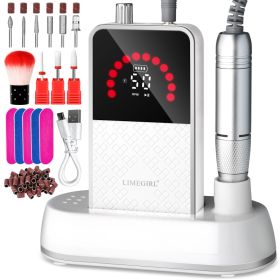 50000RPM Professional Electric Nail File Kit - Rechargeable Cordless Nail Drill For Acrylics Gel Nails, Portable E File Machine With 6 Bits For Home S (Option: 848-White)