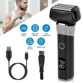 Electric Foil Face Shaver 5-Blade Electric Razor For Men Wet & Dry Jawline Beard Trimmer Precision Sideburn Shavers IPX6 Waterproof With LED Display C (Option: BLACK)