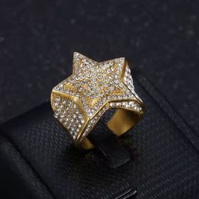 DE Fashion Hiphop Fashion Stainless Steel Water Diamond Crystal Men's Matte Star Ring (Option: Default)