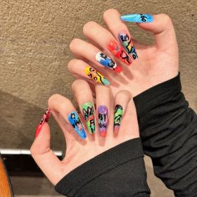 Graffiti Oil Painting Series Removable Fake Nails Wear Armor (Option: 2210 Super Long Ladder-Medium M)