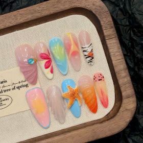 Three-dimensional Starfish Island Vacation Style Wear Nail Tip (Option: 2670 Long Pointed Round-Extra Small XS)